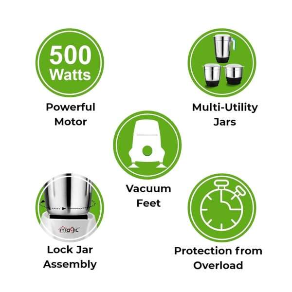 Nano Mixer Grinder 500 W with 3 Jar - Image 5