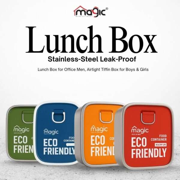Lunch Box 680 ml Stainless Steel Food Container Multicolor (680ML) - Image 3